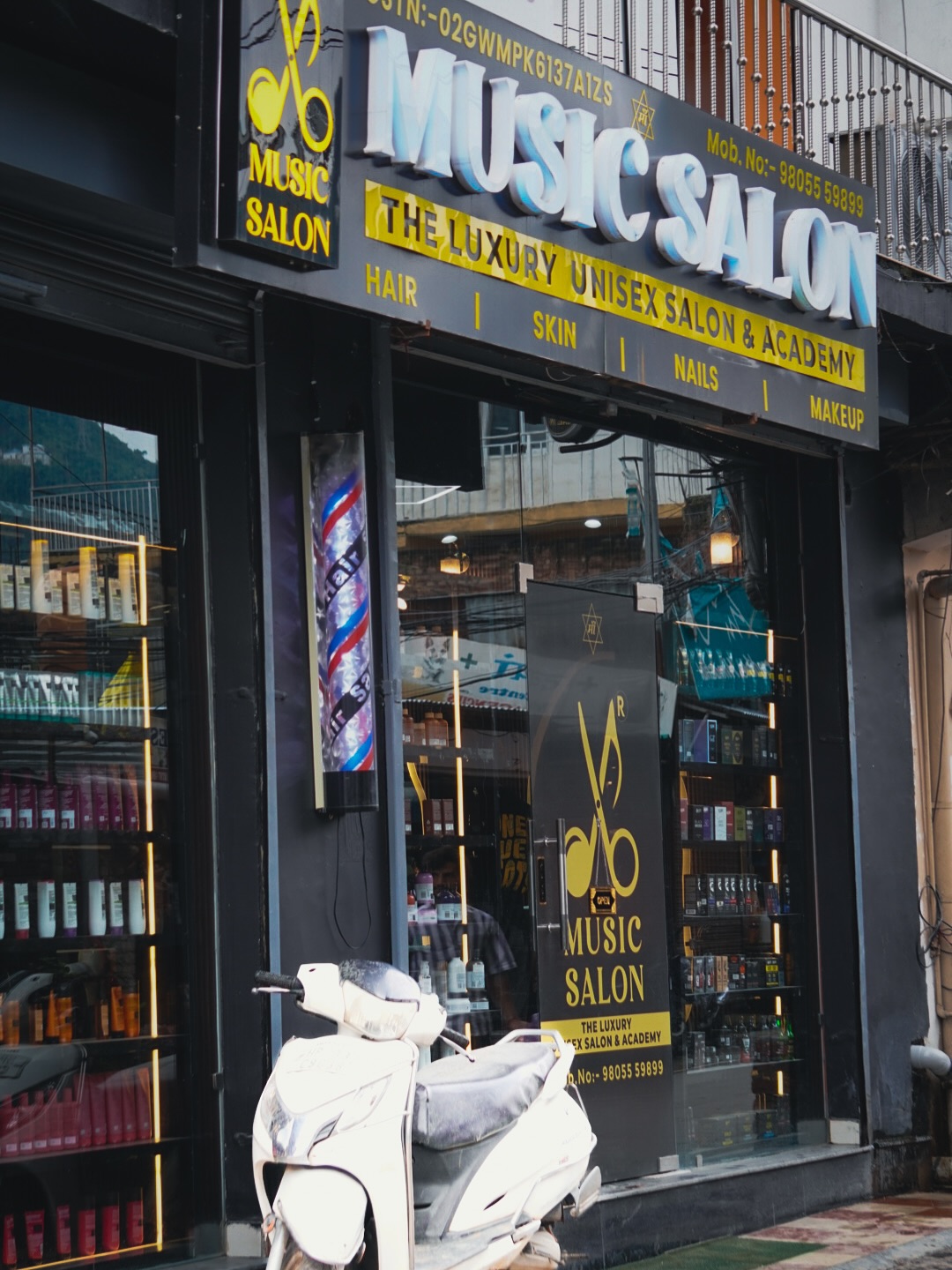 Music Salon exterior storefront in Mandi Himachal Pradesh